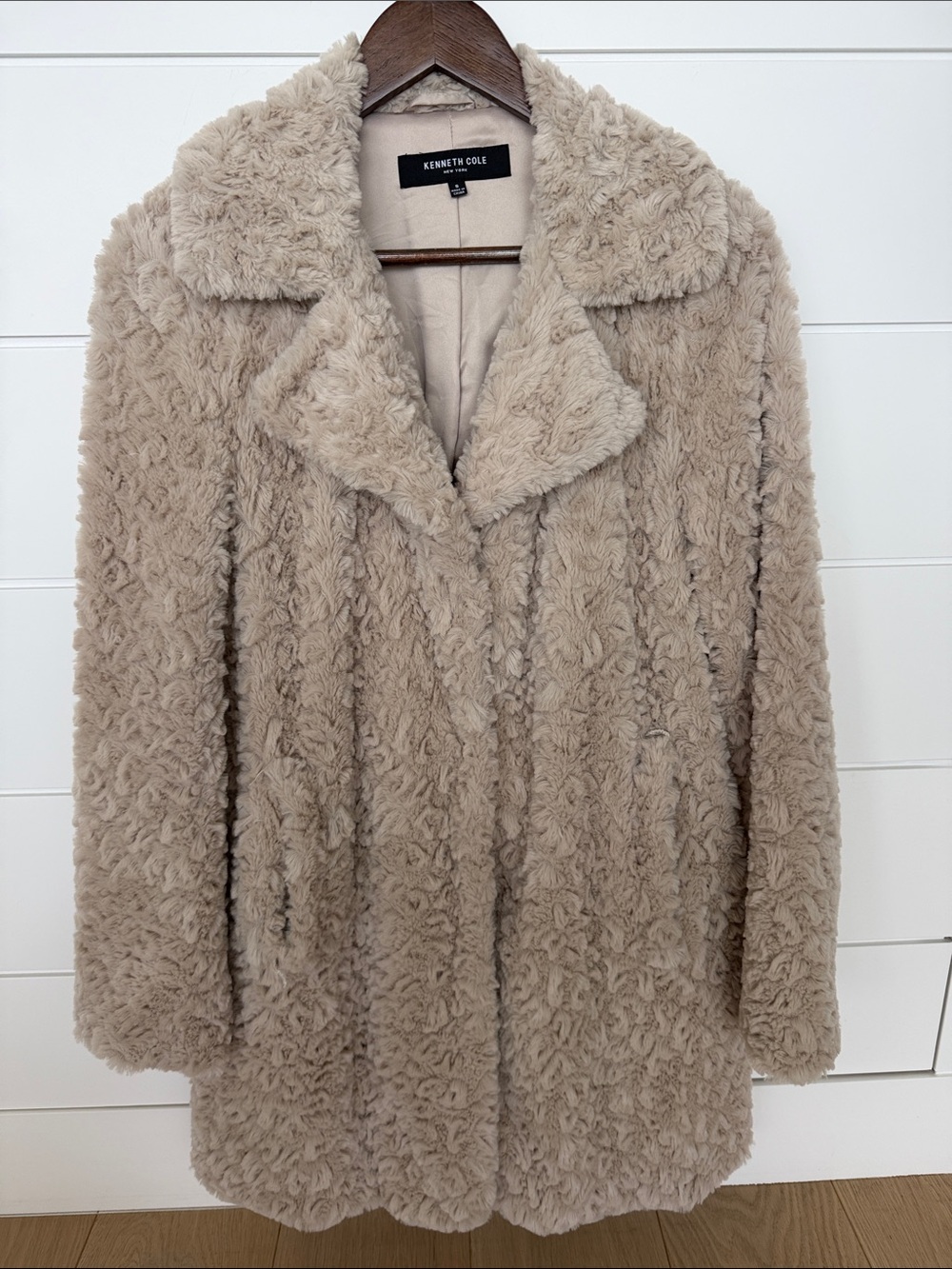 Kenneth Cole Plush Faux Shearling Jacket in Taupe